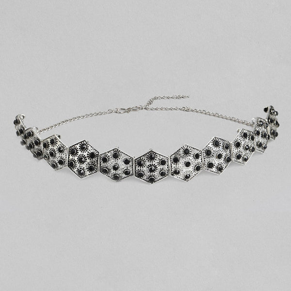 Bhavi Jewels Designer Oxidised Plated Black Stone Collar Necklace For Girls and Women