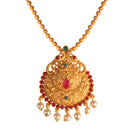 Kord Store Traditional Flower Peacock Ball Chain Gold Plated Matinee Necklace Set For Women  - KSNKE60007
