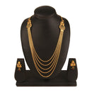 Kord Store Traditional 5 String Chain Gold Plated Long Haram Necklace Set For Women