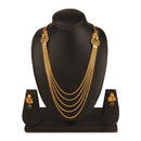 Kord Store Traditional 5 String Chain Gold Plated Long Haram Necklace Set For Women