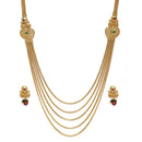 Kord Store Traditional 5 String Chain Gold Plated Long Haram Necklace Set For Women