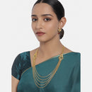 Kord Store Traditional 5 String Chain Gold Plated Long Haram Necklace Set For Women
