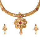 Kord Store Traditional Rajwadi Look Gold Plated Matinee Necklace Set For Women.