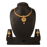 Kord Store Traditional Rajwadi Look Gold Plated Matinee Necklace Set For Women.