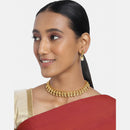 Kord Store Traditional Paisley & Flower Design Gold Plated Matinee Necklace Set For Women  - KSNKE60040