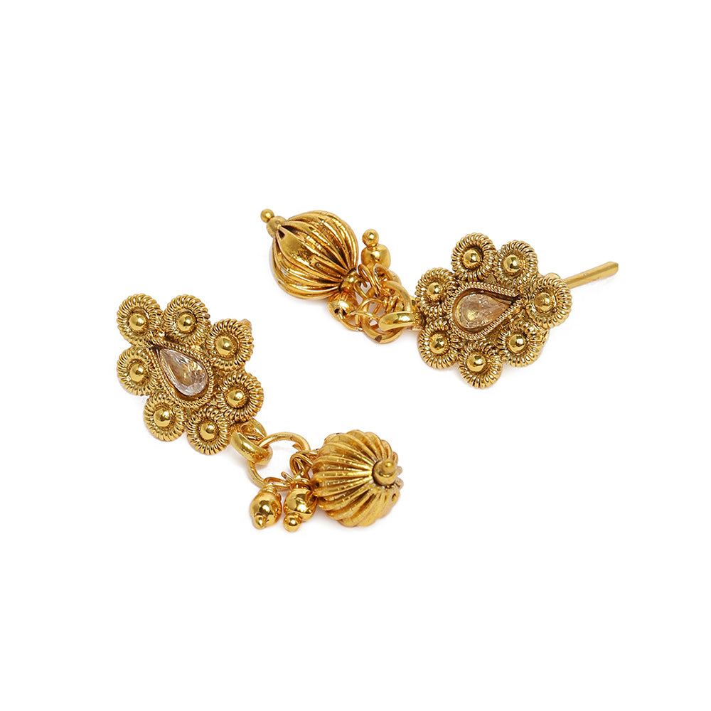 Kord Store Traditional Paisley Design Lct Stone Gold Plated Choker Necklace Set For Women  - KSNKE60053