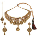 Kord Store Appealing Traditional Lct Stone Bridal Gold Plated Choker Necklace Set For Women  - KSNKE60109