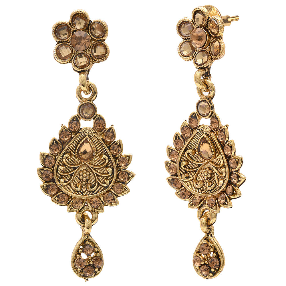 Kord Store Appealing Traditional Lct Stone Bridal Gold Plated Choker Necklace Set For Women  - KSNKE60109