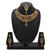 Kord Store Appealing Traditional Lct Stone Bridal Gold Plated Choker Necklace Set For Women  - KSNKE60112