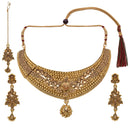 Kord Store Traditional Designer Flower Shape Lct Stone Gold Plated Choker Necklace Set For Women  - KSNKE60114