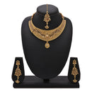 Kord Store Traditional Designer Flower Shape Lct Stone Gold Plated Choker Necklace Set For Women  - KSNKE60114