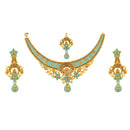 Kord Store Rajwadi Look Flower Shape Lct Stone Meenakari Choker Necklace Set For Women  - KSNKE60148