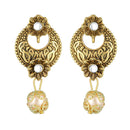 Kord Store Traditional Matt Finish Paisley Design & Pearl Gold Plated Choker Necklace Set For Women  - KSNKE60163