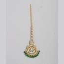 Kord Store Gold Kundan Bridal Set With Choker/Long Set/Eaarings/Maang Tikka/Green Stone Wedding Collection For Women And Girl  - KSNKE60175