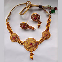 Kord Store Traditional Gold Plated Golden Boll Round Shape Choker Necklace set For Girls and Women  - KSNKE60219