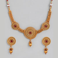 Kord Store Traditional Gold Plated Golden Boll Round Shape Choker Necklace set For Girls and Women  - KSNKE60219