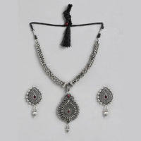 Kord Store Delightful Oxidies Plated Heart Shape Choker Necklace set For Girls and Women  - KSNKE60224