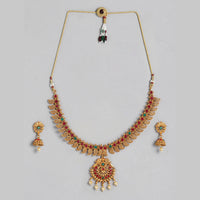 Kord Store Traditional Gold plated Ruby Necklace Set For Girls and Women