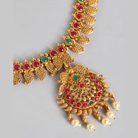 Kord Store Traditional Gold plated Ruby Necklace Set For Girls and Women