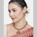 Kord Store Traditional Gold plated Ruby Necklace Set For Girls and Women