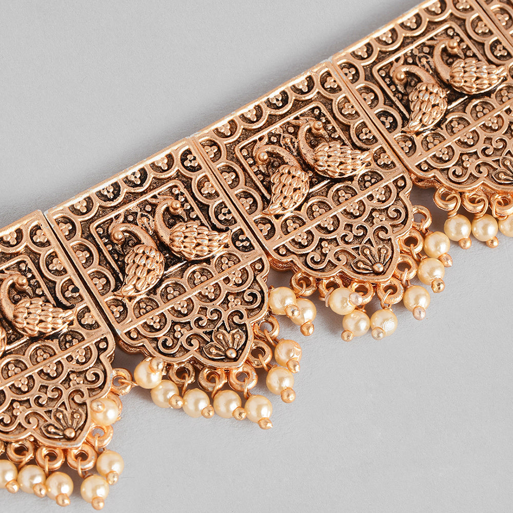 Kord Store Stylist Rose Gold Platted Beads Necklace Set For Girls and Women