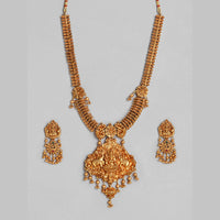 Kord Store South Indian Laxmi Design Gold plated Necklace Set For Girls and Women