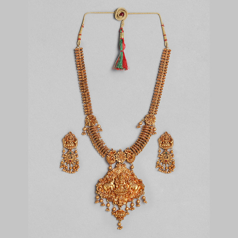 Kord Store South Indian Laxmi Design Gold plated Necklace Set For Girls and Women