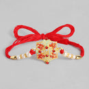 Kord Store Flower Design Mint Mina Ruby Stone Thread Moti Gold Finish Rakhi Set Of 1 For Brother