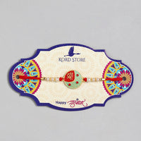 Kord Store 'Shree' Mark Mint Mina Ruby Stone Thread Moti Gold Finish Rakhi Set Of 1 For Brother