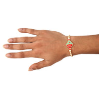 Kord Store 'Om' Design Mint Mina Ruby Stone Thread Moti Gold Finish  Set Of 1 Rakhi For Brother