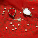 Kord Store 'Om' Design Mint Mina Thread Moti Ruby Stone  Gold Finish Rakhi Set Of 1 For Brother