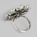 Kord Store Beautiful  Adjustable Silver Oxidised Plated Floral Finger Ring For Girls and Women