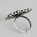 Kord Store Latest Design Adjustable Silver Oxidised Plated Floral Finger Ring For Girls and Women