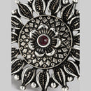 Kord Store Latest Design Adjustable Silver Oxidised Plated Floral Finger Ring For Girls and Women