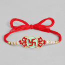 Kord Store 'Shree/Swastik/Bro' Design Mint Green/Ruby Mina Multi Stone Rakhi Set Of 3 For Brother