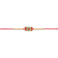 Kord Store 'Shree/Swastik/Bro' Design Mint Green/Ruby Mina Multi Stone Rakhi Set Of 3 For Brother