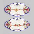 Kord Store Swastik Design Mint Green And Ruby Minakari Thread Moti Gold Finish Rakhi Set Of 2 For Brother