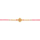 Kord Store Swastik Design Mint Green And Ruby Minakari Thread Moti Gold Finish Rakhi Set Of 2 For Brother
