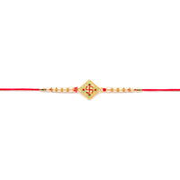 Kord Store Swastik Design Mint Green And Ruby Minakari Thread Moti Gold Finish Rakhi Set Of 2 For Brother