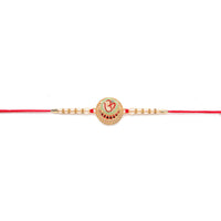 Kord Store 'Om And Swastik' Minakari Mint Green And Ruby Thread Moti Gold Finish Rakhi Set Of 2 For Brother