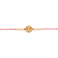 Kord Store 'Bro' Mark Mint Green Ruby Mina Thread Moti Gold Finish Rakhi Set Of 1 For Brother