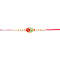 Kord Store 'Bro' Mark Mint Green Ruby Mina Thread Moti Gold Finish Rakhi Set Of 1 For Brother