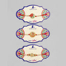 Kord Store 'Om/Shree/Bro' Design Mint Green/Ruby Mina Multi Stone Rakhi Set Of 3 For Brother