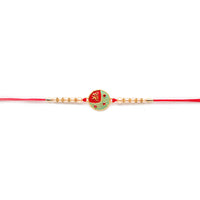 Kord Store 'Om/Shree/Bro' Design Mint Green/Ruby Mina Multi Stone Rakhi Set Of 3 For Brother