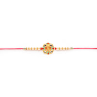 Kord Store 'Ganeshji/Om/Shree' Design Mint Green/Ruby Mina Multi Stone Rakhi Set Of 3 For Brother