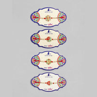 Kord Store 'Om/Shree/Swastik/Ganeshji' Design Mint Green/Ruby Mina Multi Stone Rakhi Set Of 4 For Brother