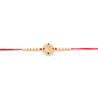 Kord Store 'Om/Shree/Swastik/Ganeshji' Design Mint Green/Ruby Mina Multi Stone Rakhi Set Of 4 For Brother