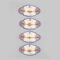 Kord Store 'Ganeshji/Swastik/Om' Design Mint Green/Ruby Mina Multi Stone Rakhi Set Of 4 For Brother