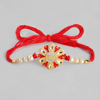 Kord Store 'Bro/Om/Swastik' Design Mint Green/Ruby Mina Multi Stone Rakhi Set Of 4 For Brother