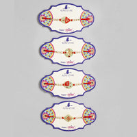 Kord Store 'Om/Swastik/Shree' Design Mint Green/Ruby Mina Multi Stone Rakhi Set Of 4 For Brother